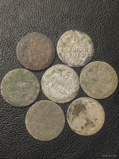 Коллекция 5 грошей,1820,1823,1822,1823,1816,1840,1827