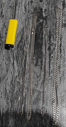 Цепочки разного плетения 4 шт. Серебро 925. 40.45 грамм