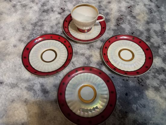 Кофейная пара+бонус блюдца Фарфор МФЗ знак ГОСТ СССР