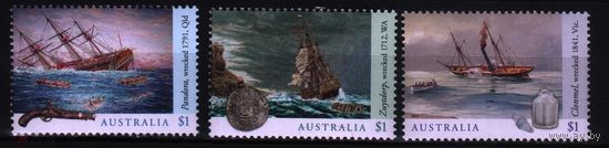 2017 Австралия Флот мореплавание кораблекрушения корабли оружие парусные корабли Живопись Mi-4674-76 3х-м**