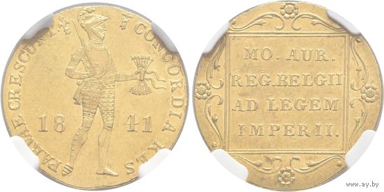 Золото великолепный по состоянию голландский утрехтский дукат Санкт-Петербургской чеканки 1841 год слаб NGC AU 58