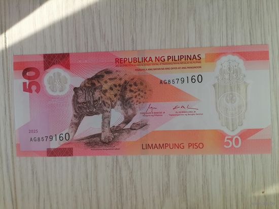 Филиппины 50 UNC полимер с рубля