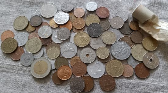 С РУБЛЯ! 70 монет+ рол, Швеция 5 оре, около 15 шт. Микс, без СССР, УК, РФ.