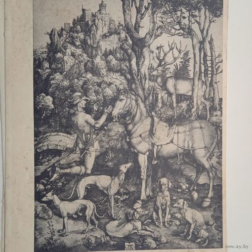 Durer, S. Eustachio. Гравюра энциклопедическая 19-20век. 29х19см. Германия. РАСПРОДАЖА КОЛЛЕКЦИИ.