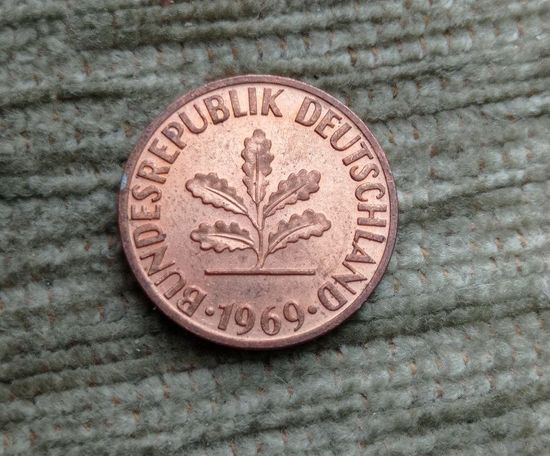 Werty71 Германия ФРГ 2 пфеннига 1969 D