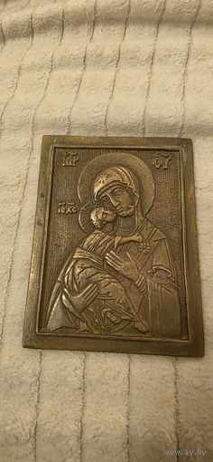 Пресвятая Богородица икона меднолитая