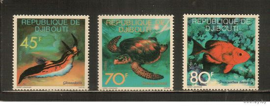 Джибути-1977(Мих.201-203),  **,    Морская Фауна ,Рыбы(полная серия)