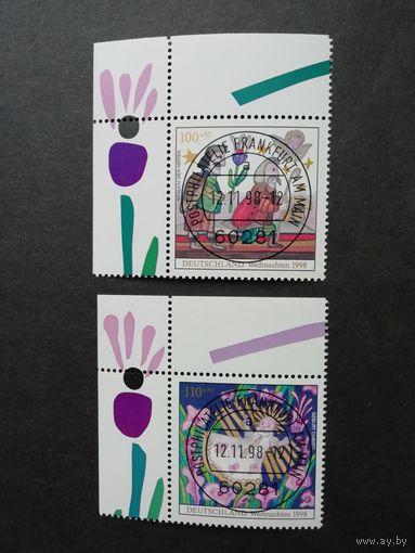 Германия. 1998 Две марки серии "Рождество" (гашеные с клеем) Mi.2023-2024 каталог 3.60 евро