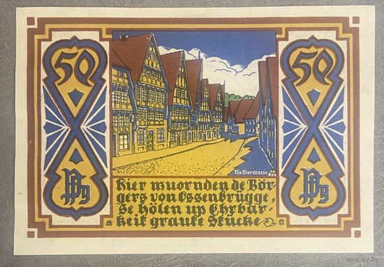 Нотгельд 50 пфеннигов 1922 год. Оснабрюк. Веймарская республика.