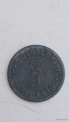 Германия нотгельд 5 пфеннигов 1917 город Элберфелд