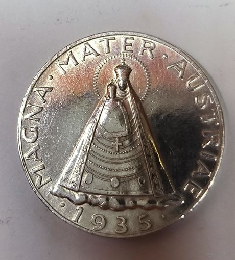 Акция! Читайте описание! 5 шиллингов 1935 Мадонна Австрия. Нечастая! Зеркалит!