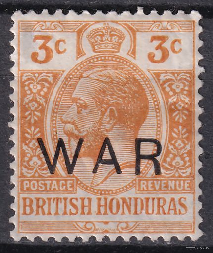 11.BrK. Великобритания. Колонии. Британский Гондурас. Георг V. Стандарт. 1918 г. Надпечатка. 3c. Mi.#83.