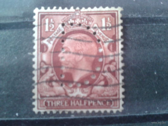 Англия 1934 Король Георг 5 1,5 пенса Перфин