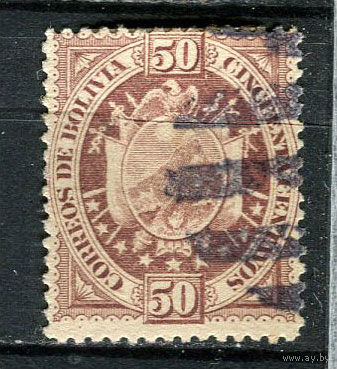 Боливия - 1894 - Герб 50С - [Mi.43II] - 1 марка. Гашеная.  (Лот 33GM)-T2P57