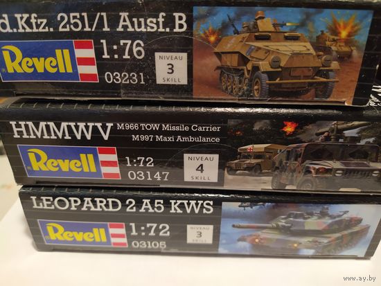 Сборные модели танков Ревел(оригинал)одним лотом 3  модели,масштаб 1:72,1:76