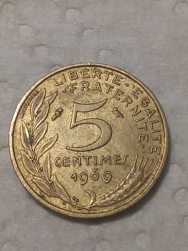 5 сантимов Франция 1969 год