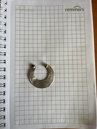 Серьга казачка (луница), старинная сергебро 84 проба.