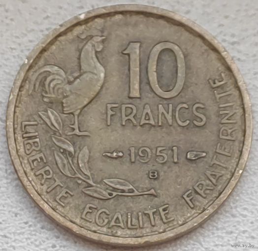Франция 10 франков 1951 B