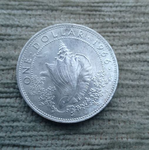 Werty71 Багамские острова 1 доллар 1966 Серебро Багамы Ракушка