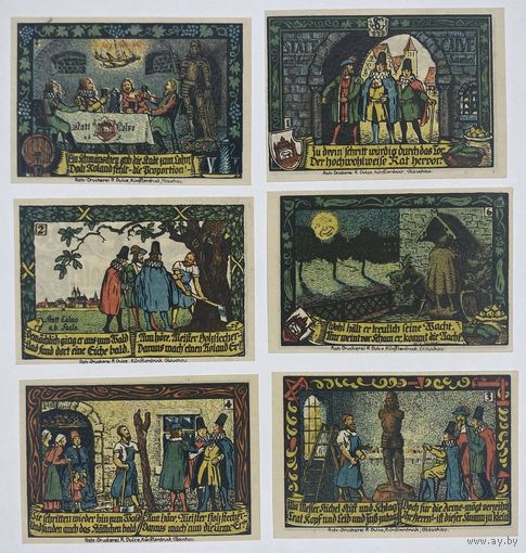 Германия Кальбе 50 пфеннигов 1921 года. 6 шт. Состояние UNC