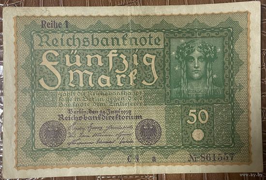 Банкнота 50 марок 1919 год. Веймарская республика.