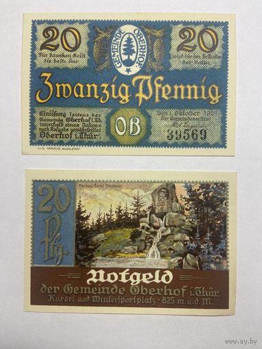 20 пфеннингов (нотгельды) г. Германия.-1012-12