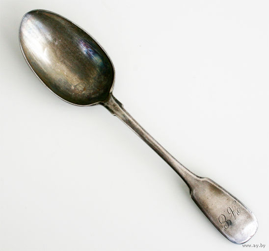 Ложка столовая с монограммой АЕ, серебро 84 пробы. Россия, Москва, 1880 г.
