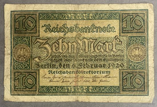 Банкнота 10 марок 1920 год. Веймарская республика. С рубля без МЦ.