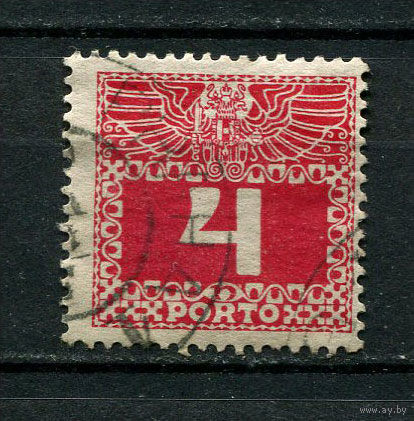 Австро-Венгрия - 1908/1913 - Цифры 4H. Portomarken - [Mi.36p] - 1 марка. Гашеная.  (Лот 34CA)
