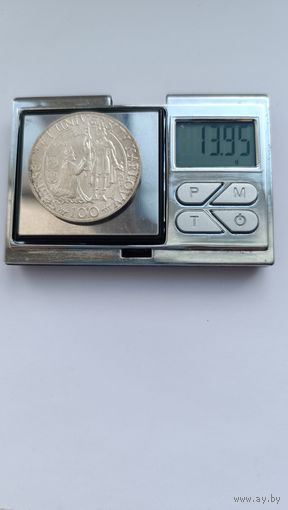 100 крон  1948 года Чехословакия. 600 лет Карлову университету. Серебро 500. Монета не чищена. 949