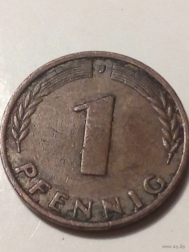 1 пфенниг Германия ФРГ 1950 j год