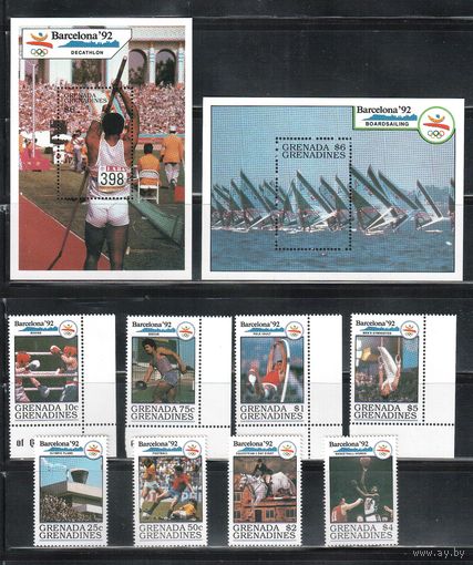 Гренада-Гренадины-1990(Мих.1329-1336,БЛ.202-203)  ** ,  Спорт, ОИ-1992,