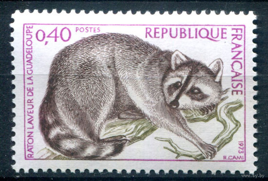 Франция - 1973г. - фауна, енот, охрана природы - 1 марка - полная серия, MH [Mi 1843]. #2-Fr-37-A-1