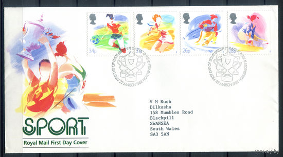 Великобритания - 1988г. - спорт - 1 конверт с гашением первого дня (FDC) и информационным буклетом - полная серия [Mi 1143-1146]. #3-GB-93-CP-7