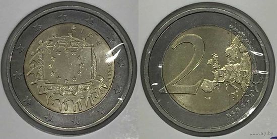 2 евро 2015 Ирландия 30 лет флагу UNC