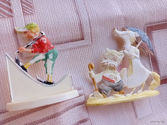 Подставочные фигурки СССР, фигурка СССР, сувенир СССР. Турист. Лиса и кот.