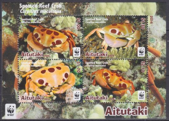 2014 Аитутаки 923-26/B99 WWF, Крабы 11,00 евро