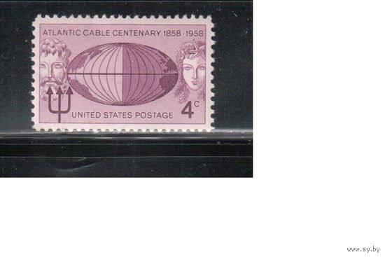 США-1958, (Мих.734),  * , Трансатлантический кабель (одиночка)