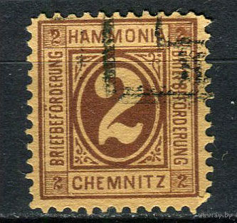 Германия - Хемниц - Местные марки - 1887 - Цифры 2Pf - [Mi.9a] - 1 марка. Гашеная.  (Лот 67CZ)