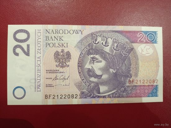Польша. 20 злотых 2016 года, серия BF. AU. Торг
