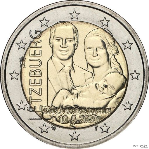 2 евро 2020 Люксембург  Рождение принца Чарльза UNC из ролла