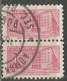 Колумбия. Марки двойного назначения. Новый почтамт. 1940г. Mi#10. Пара.