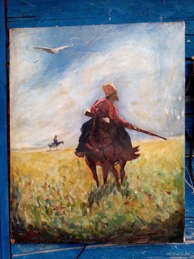 С рубля без мц. картина "Всадник" 100х80см. м.ф.