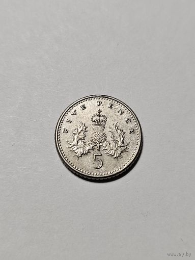 Монета 5 пенсов Великобритания 1990 г.