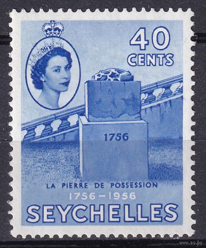 115.BrKSe. Великобритания. Колонии. Сейшельские острова. Елизавета II. 200 лет владения. 40C. 1956 г. Mi.#189. MNH.