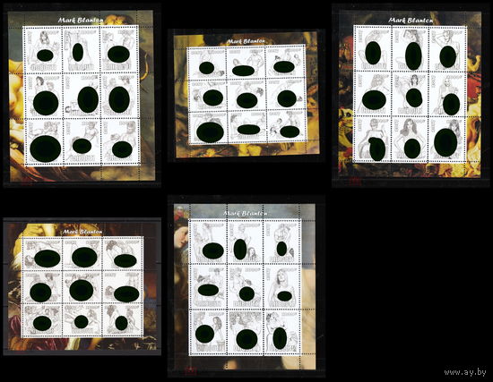 Серия блоков ДЕВУШКИ ИСКУССТВО КАРТИНЫ НЮ MNH