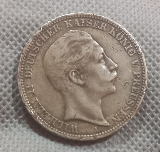 Пруссия 3 марки 1909 года  с рубля!