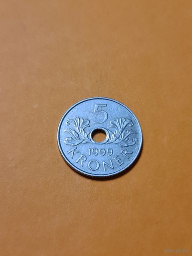Монета 5 крон Норвегия 1999 г.