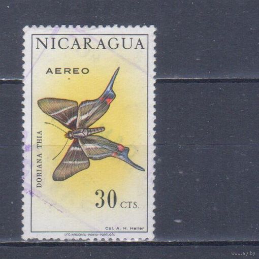 [662] Никарагуа 1967. Фауна.Бабочка.30 с. Гашеная марка.
