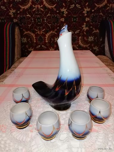 Набор рюмок Птица с графином из СССР